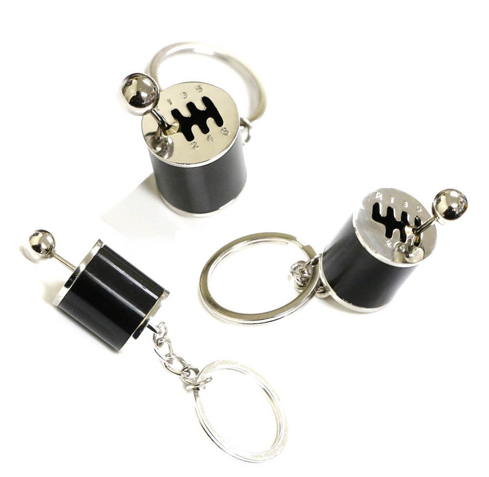 metal gear keychain Chrome Polished Alloy Metal Gear Box Shifter Shape Key Chain Ring Keychain