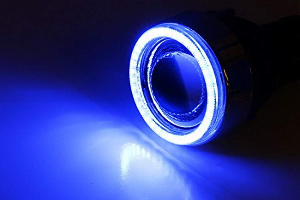 3" Projector Fog Light Kit w/Black Shroud 40-SMD Blue LED Halo Ring Angle Rings
