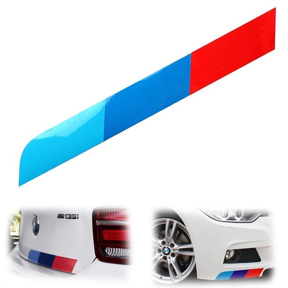 (1) 17"x2" Reflective M-Colored Stripe Decal Sticker For BMW Exterior Cosmetic, Such As Hood/Bonnet, Trunk, Side Skirt, Bumper, etc-iJDMTOY