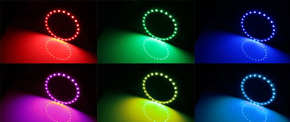 (2) 7-Color RGB LED Angel Eye Halo Rings w/ Wireless Remote For 2006-2009 Nissan 350Z LCI Projector Headlight Retrofit-iJDMTOY