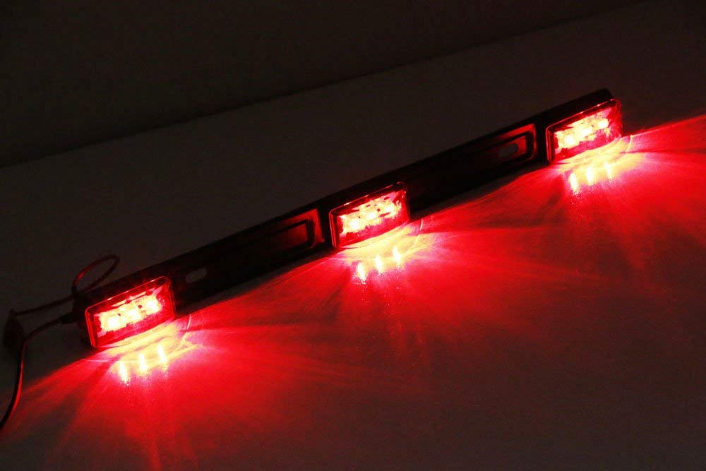 14" Red 3-Lamp Truck/Trailer ID LED Light Bar For Ford F-150 F-250 Dodge RAM etc