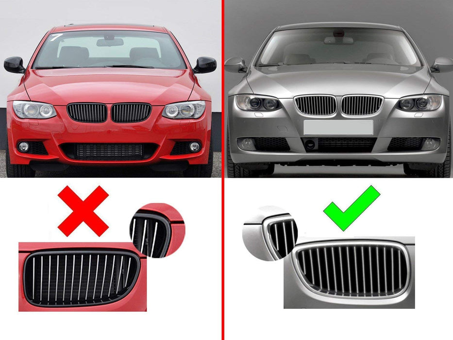 Exact Fit ///M-Colored Grille Insert Trims For 2007-2010 BMW E92/E93 Pre-LCI 3 Series 2-Door Coupe 325i 328i 330i 335i with 14-Beam ONLY-iJDMTOY