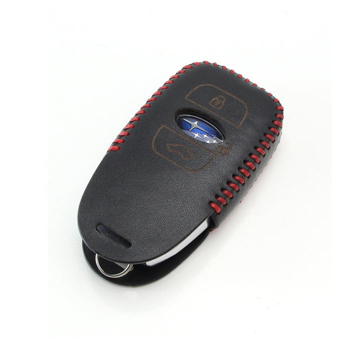 Black Premium Leather 3D Key Fob Holder Cover For Subaru BRZ WRX Legacy Outback