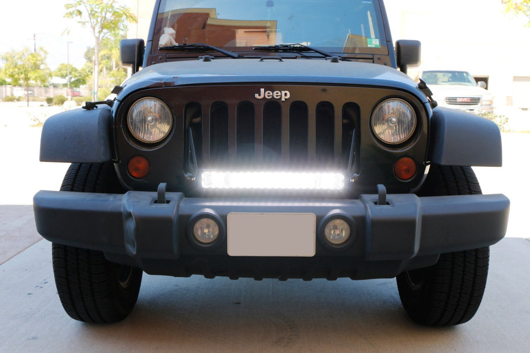 Flood/Spot Beam LED Light Bar w/Front Grill Mounts, Wire For 07-17 Jeep Wrangler
