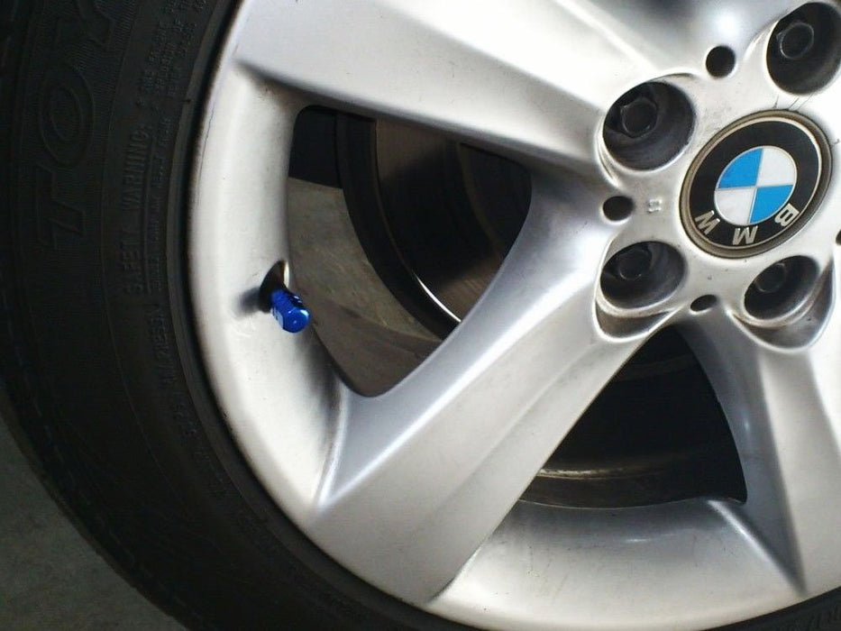 (4) Tuner Racing Style Blue Anodized Aluminum Tire Valve Caps (Hexagon Shape)