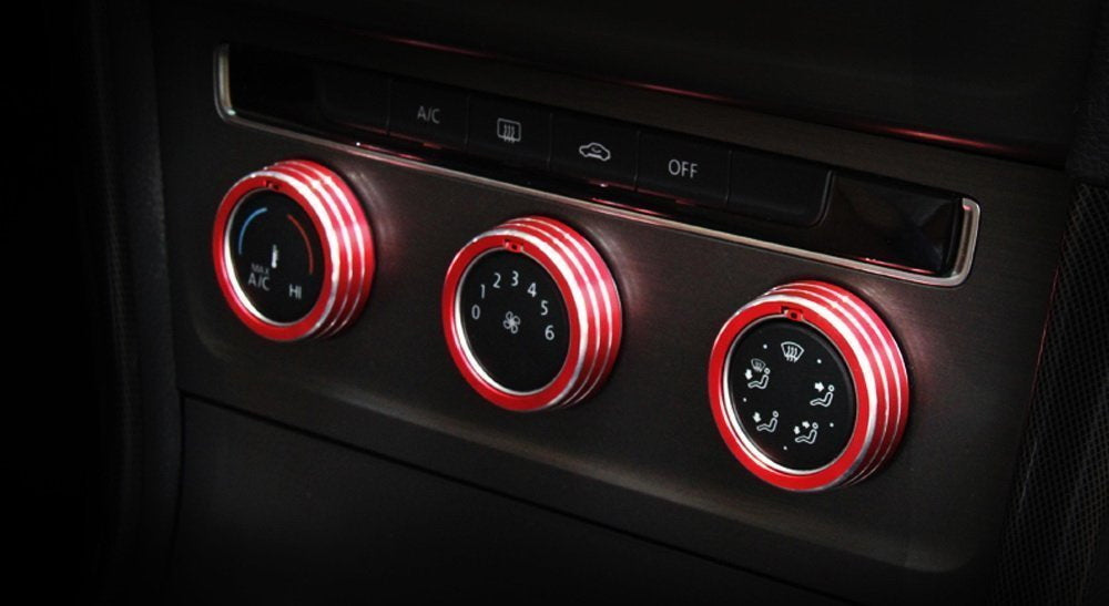 Red Anodized Aluminum AC Climate Control Ring Knob Covers For VW MK7 G ...