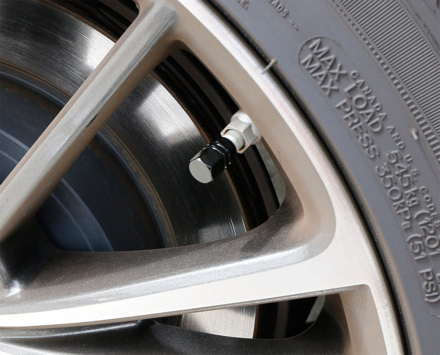 (4) Tuner Racing Style Black Anodized Aluminum Tire Valve Caps (Hexagon Shape)