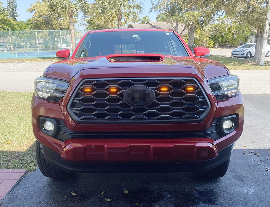 Tinted 4pc Amber LED Front Grill Lighting Kit For Toyota 2020+ Tacoma TRD Grille