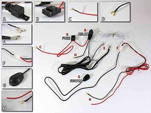 Universal Relay Harness Wire Kit + LED ON/OFF Switch For Fog Lights HID Worklamp