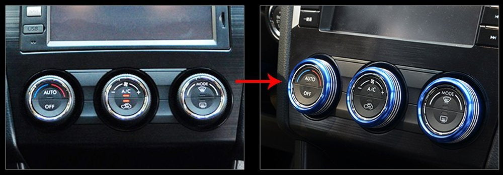 Blue Aluminum AC Climate Control Knob Ring Covers For Subaru Impreza WRX/STi