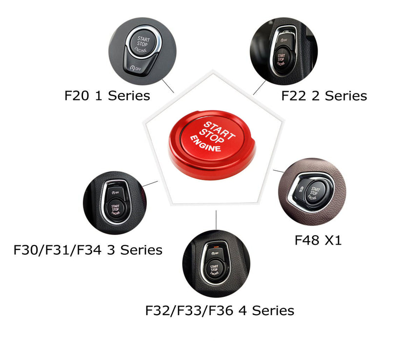 Metal Engine Button Red Aluminum Keyless Engine Push Start Button w/Surrounding Ring Trim ...