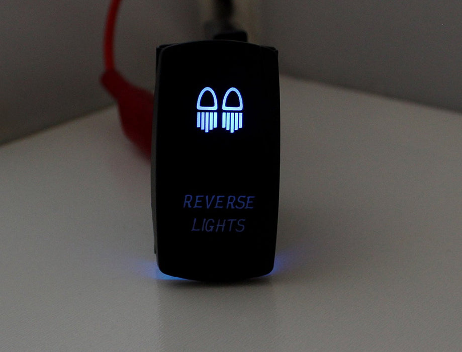 Reverse Lights 5-Pin SPST ON/OFF Blue LED Indicator Rocker Switch For Fog Lamps