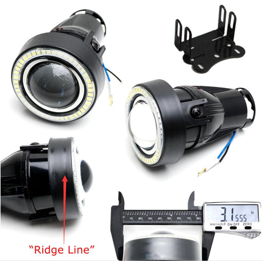 3" Projector Fog Light Kit w/Black Shroud 40-SMD White LED Halo Ring Angle Rings