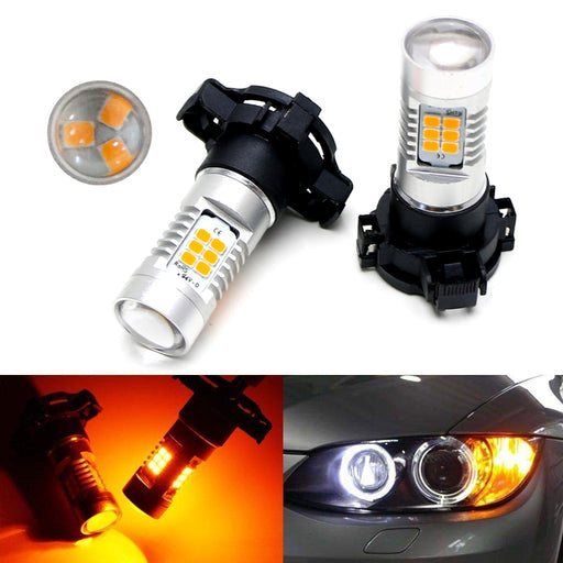 Amber Yellow Error Free 21-SMD PY24W LED Bulbs For BMW Front Turn Signal Lights