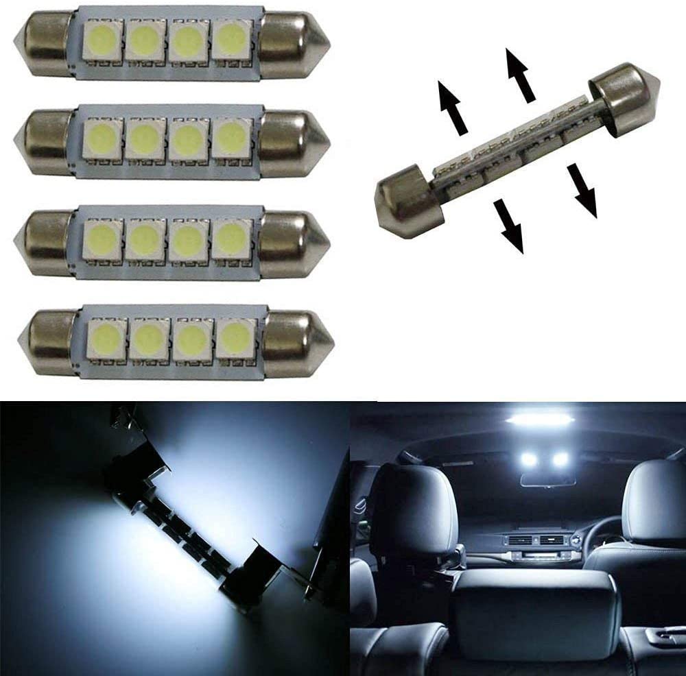 (4) Double Side 8-SMD 1.72" 578 211-2 LED Bulbs For Car Interior Map Dome Lights