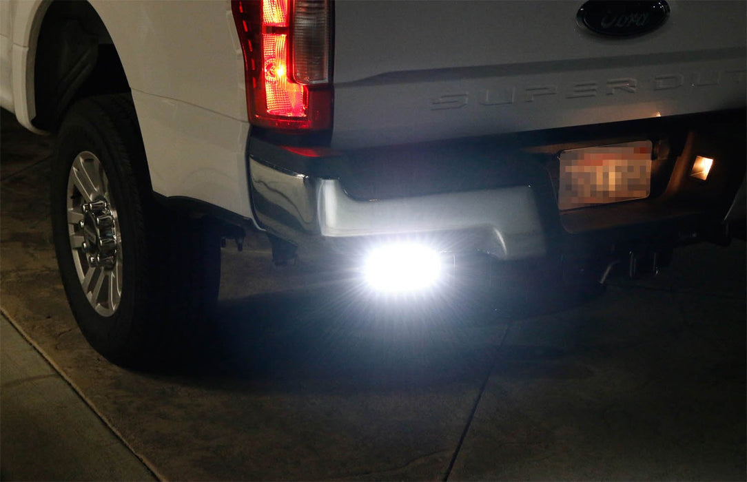 Rear Bumper Mount Searchlight Reverse LED Light Bar Kit For 2011-up Ford F250 F350 F450 Super Duty, (2) 36W High Power LED Lightbars, Bumper Frame Mounting Brackets & On-Off Switch Wiring-iJDMTOY