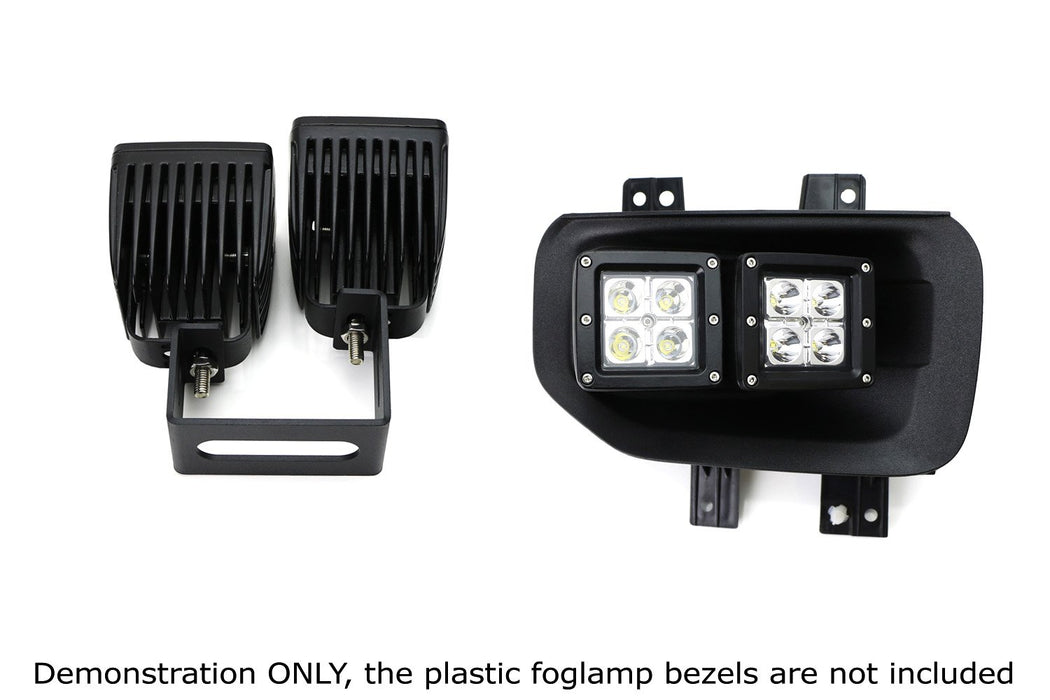 Dual LED Pod Light Fog Lamp Kit For 2015-up Ford F150, 2017-up F250 F350, Includes (4) 20W High Power CREE LED Cubes, Foglight Location Mounting Brackets & Wiring/Adapter Harnesses-iJDMTOY