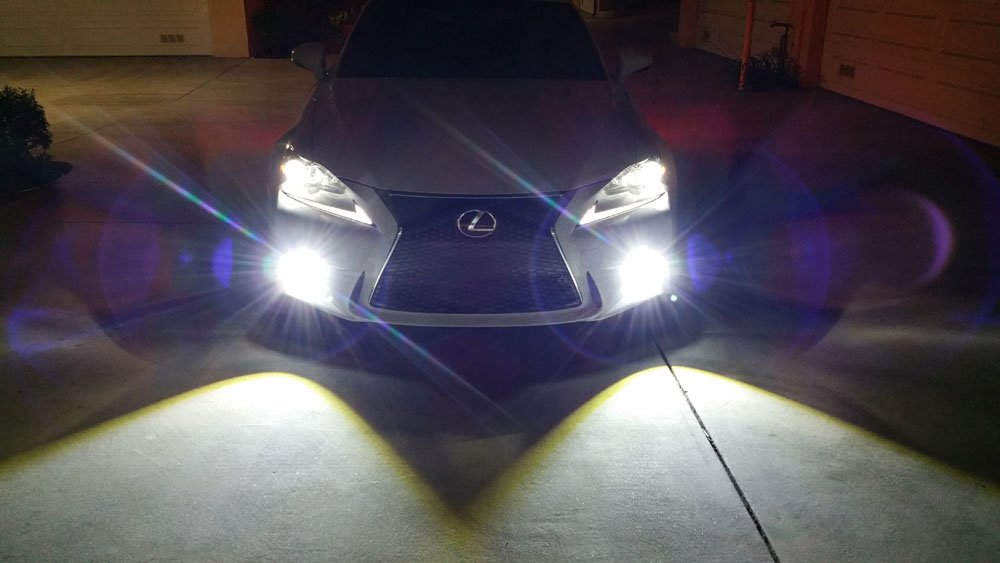 Xenon White or Amber Yellow Projector Lens LED Fog Lights For 2014-2016 Lexus IS F-Sport (IS200t IS250 IS300 IS350), Powered by 6000K 15W High Power LED Emitters-iJDMTOY
