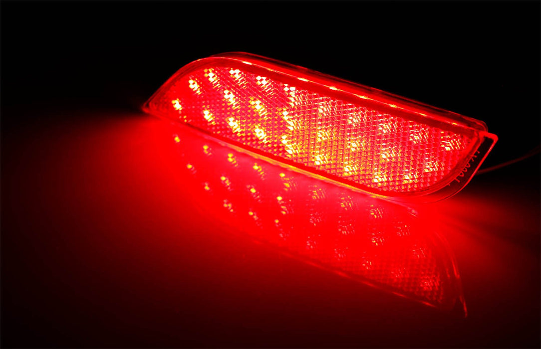 Red or Smoked Lens 26-SMD LED Bumper Reflector Lights For Subaru 2008-14 WRX/STI, 08-up Impreza, 13-up XV Crosstrek, Function as Rear Fog , Tail/Brake Lamps-iJDMTOY