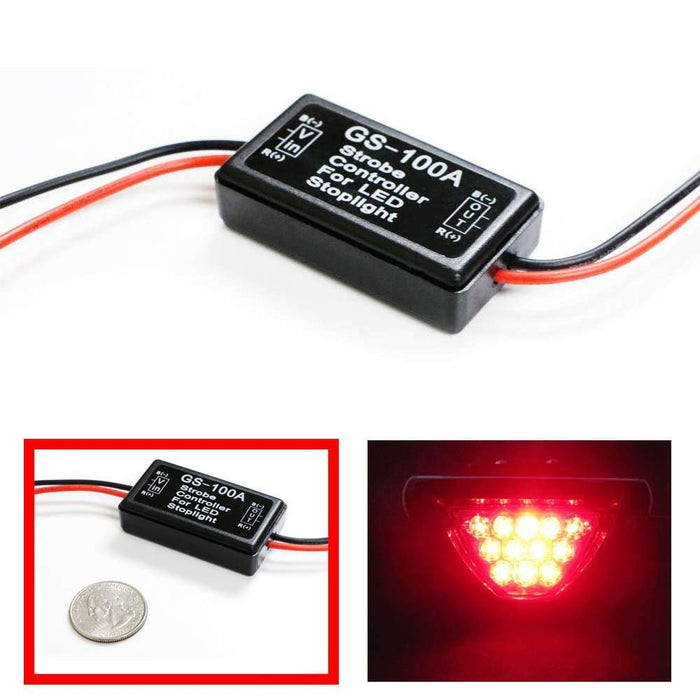12V GS-100A LED Brake Stop Light Strobe Flash Module Controller Box For Car Truck 3rd Brake or High Mount Clearance Lamp-iJDMTOY