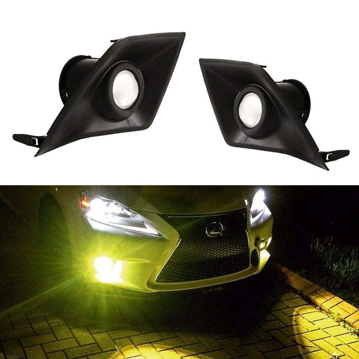 Xenon White or Amber Yellow Projector Lens LED Fog Lights For 2014-2016 Lexus IS F-Sport (IS200t IS250 IS300 IS350), Powered by 6000K 15W High Power LED Emitters-iJDMTOY