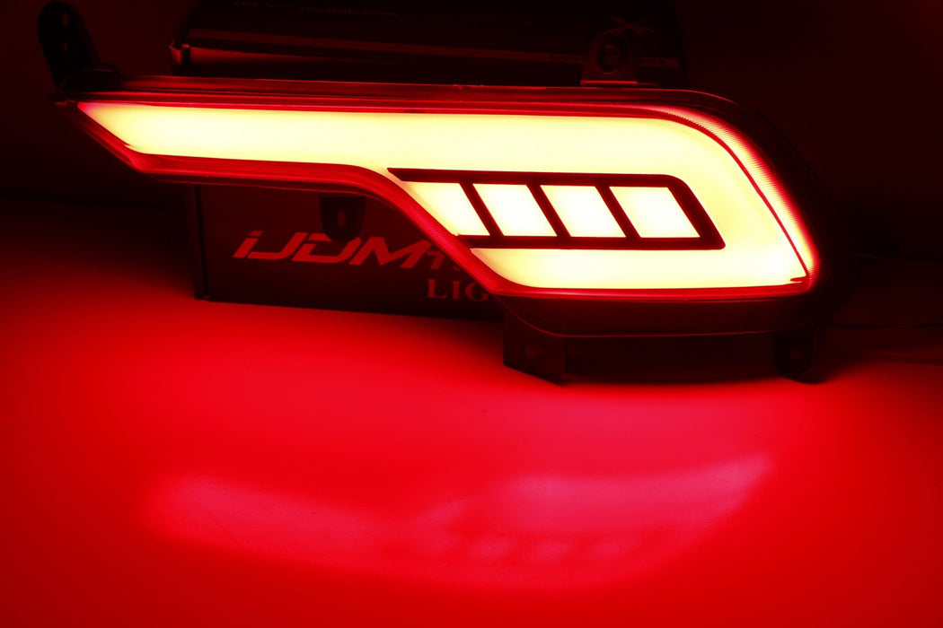JSR Style Red Lens LED Bumper Reflector Lights For 17-18 Hyundai Santa Fe Sport, Function as Tail, Brake & Rear Fog Lamps-iJDMTOY