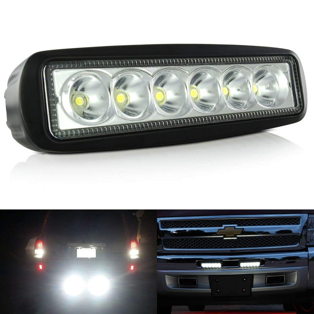 Mini LED Light Bar as DRL Fog Light Backup Reverse Light Fit For Truck Jeep 4x4 Boat ATV UTV etc., (1) Universal Fit Lightbar Powered by (6) 3W High Power Osram LED Lights-iJDMTOY