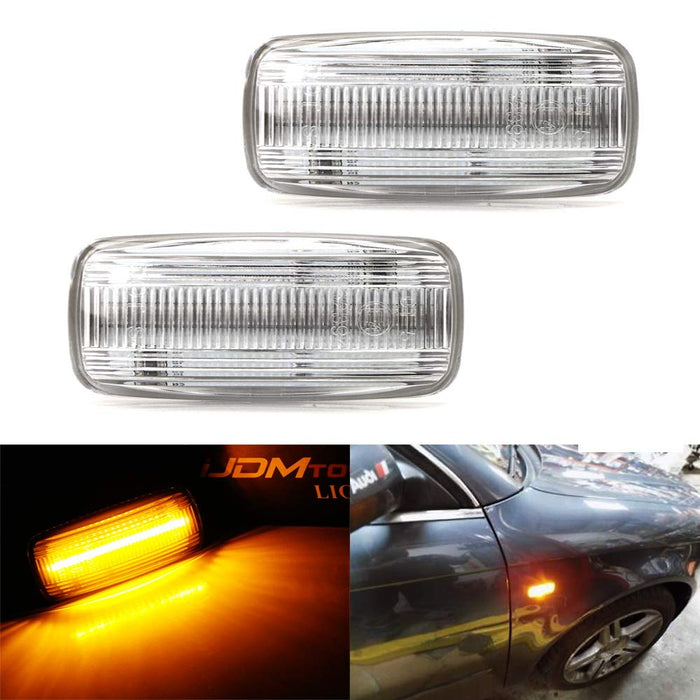 Amber Full LED Front Fender Turn Signal Side Marker Light Kit For Audi A4 A6 A8 TT, Powered by 21-SMD LED, Replace OEM Sidemarker Lamps-iJDMTOY
