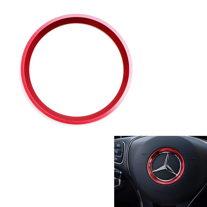 (1) Sports Blue or Red Aluminum Steering Wheel Center Decoration Cover Trim For 2015-up Mercedes C E CLA GLA GLC GLE Class-iJDMTOY