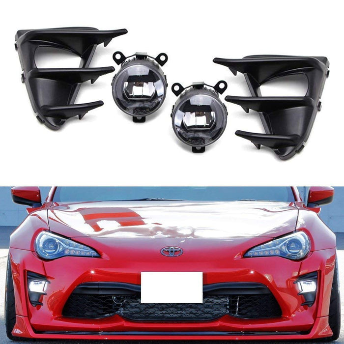 LED Daytime Running Driving Fog Light Kit For 2017-up Toyota 86, Includes OEM Style CREE LED Halo DRL Fog Lamps, Foglight Bezel Covers & Switch Wiring Kit-iJDMTOY