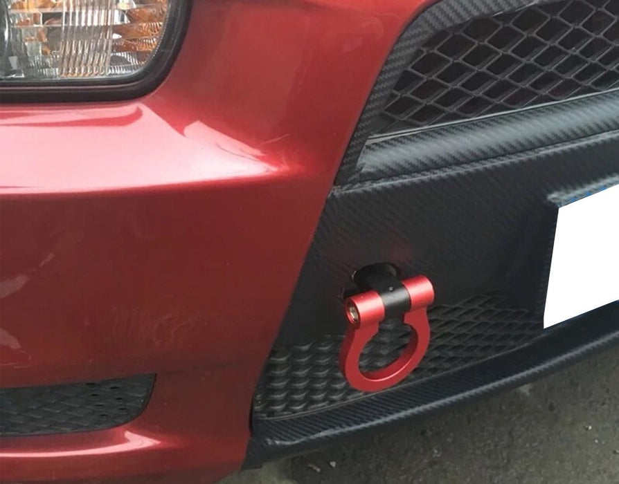 Red Track Racing Style Tow Hook Ring For 2008-2016 Mitsubishi Lancer Evolution Evo X 10 (CZ4A), Made of Lightweight Aluminum-iJDMTOY