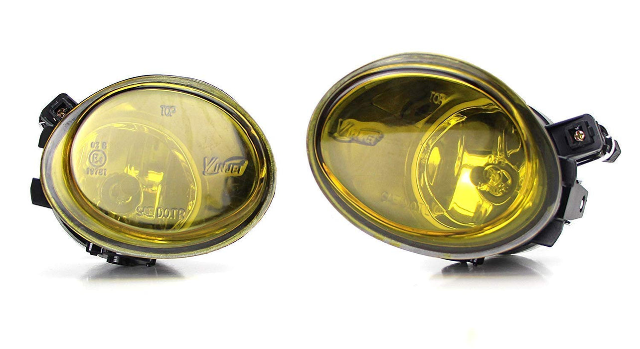 One Pair Clear or Yellow Lens Fog Lights Foglamps w/ Halogen Bulbs For 2001-2005 BMW E46 M3, 3 Series w/ M-Tech Bumper or 1999-2002 BMW E39 M5 (OEM# 63 17 7 894 018, 63 17 7 894 017)-iJDMTOY
