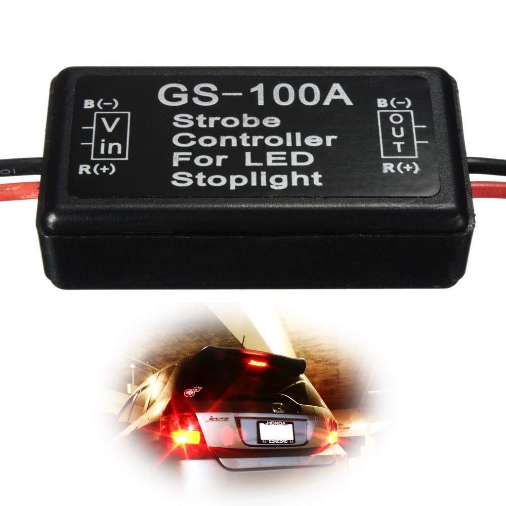 12V GS-100A LED Brake Stop Light Strobe Flash Module Controller Box For Car Truck 3rd Brake or High Mount Clearance Lamp-iJDMTOY