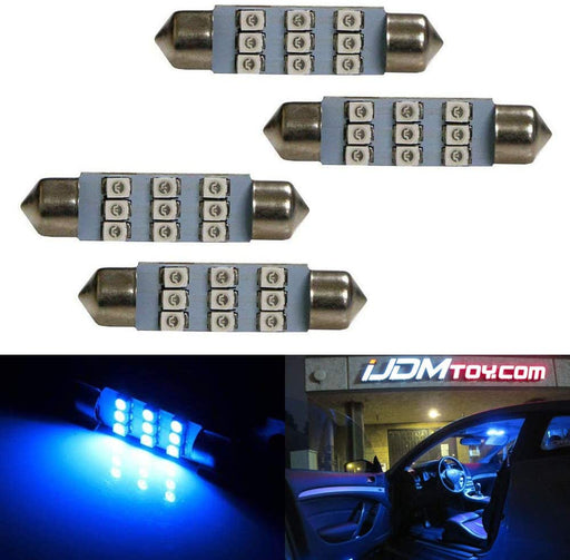(4) Ultra Blue 9-SMD 1.72" 42mm 578 211-2 LED Bulbs For Interior Map Dome Lights