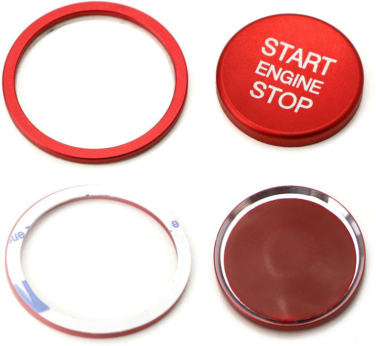 R-Line RS Style Red Aluminum Keyless Engine Push Start Button w/Ring Trim For VW