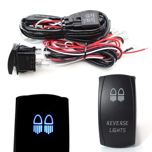 2-Output Relay Wiring Harness w/ Reverse Lights LED Light Switch For Fog Lamp