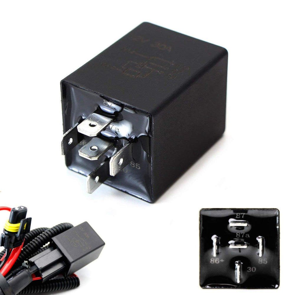 10-Second Time Delay Relay Module, 5-Pin 12V 30A SPDT, For Automotive Lighting-iJDMTOY
