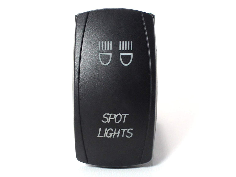 Spot Lights 5-Pin SPST ON/OFF Blue LED Indicator Rocker Switch For Car Truck 4x4 Jeep Boat For Work Lights, Fog Lights, Daytime Running Lamps, etc-iJDMTOY