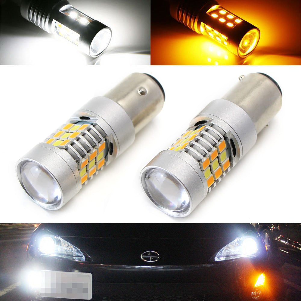 White/Amber High Power 28-SMD 1157 Switchback LED Bulbs For Turn Signa ...
