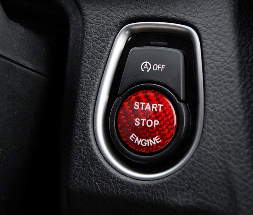Red Carbon Fiber Engine Push Start Button Cover For BMW 1 2 3 4 5 7 X Series