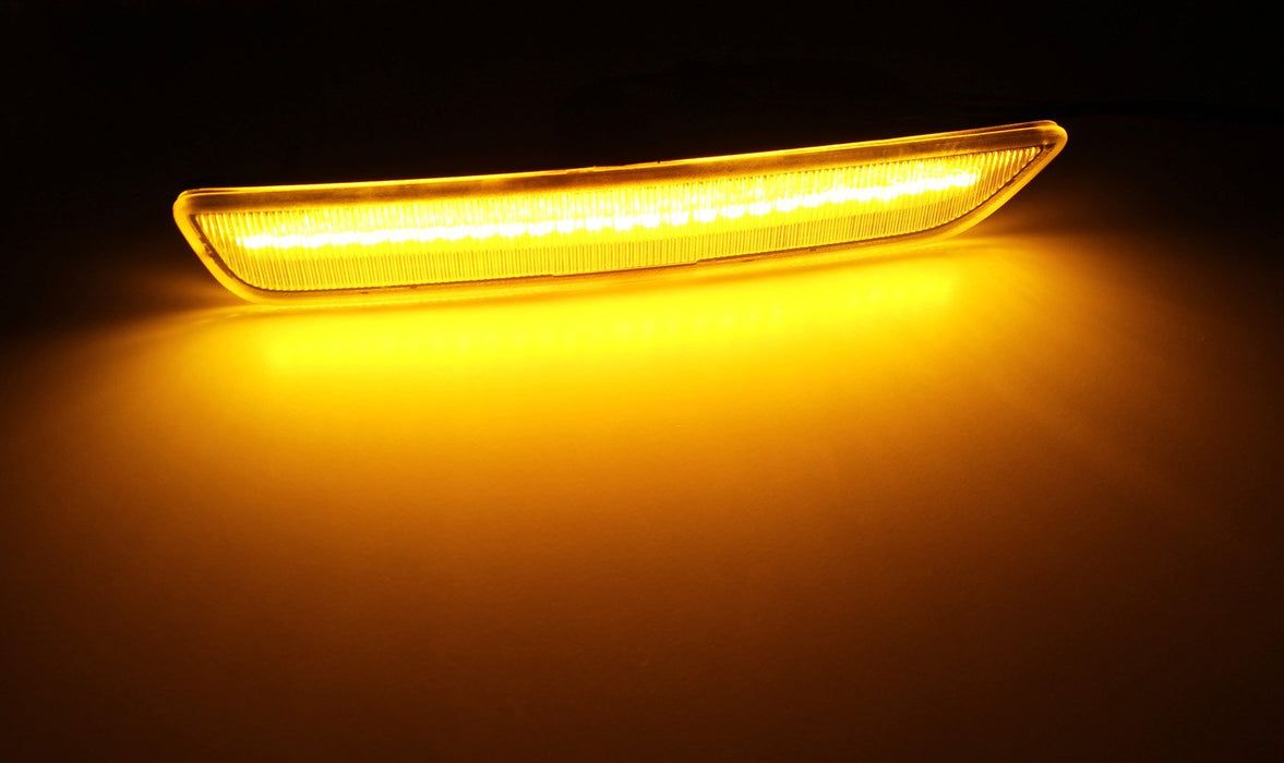 (2) Front Side Marker Lamps with 27-SMD Amber or White LED Lights For 2010-2014 Ford Mustang Front Bumper-iJDMTOY