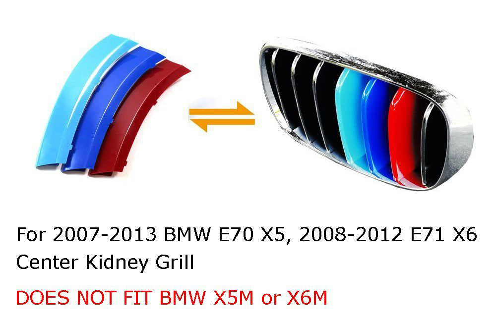 M-Color 3-Color Grille Insert Trims For BMW E70 X5 E71 X6 Center Kidney Grill