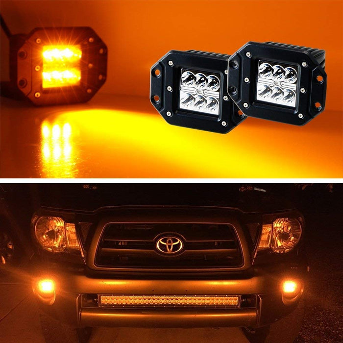 (2) 3-Inch Flush Mount 24W CREE LED Pod Lights For Truck Jeep Off-Road ATV 4WD 4x4, etc (Xenon White or Amber Yellow)-iJDMTOY