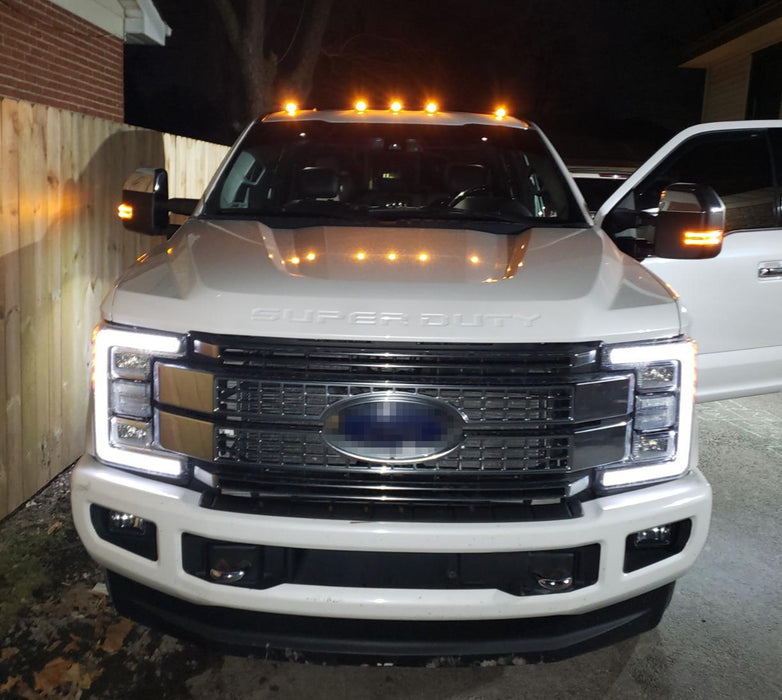 Guoord 5-Piece Smoke Lens Amber LED Cab Roof Marker Lights For Ford Trucks