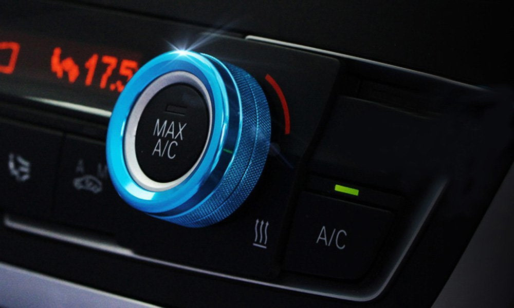 Blue AC Climate Control Radio Volume Knob Ring Covers For BMW X5 X6 F15 F16
