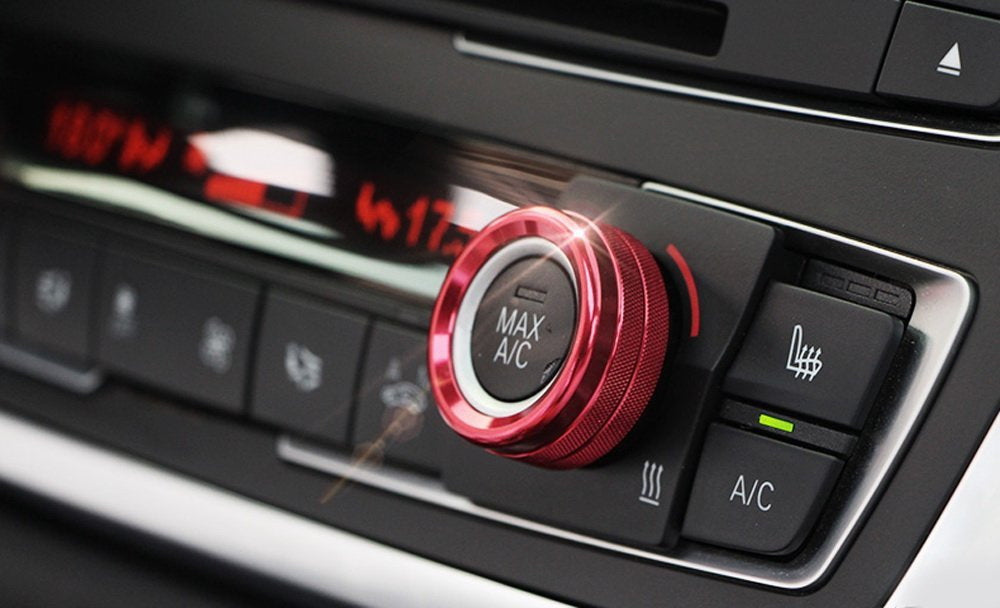 Red AC Climate Control Radio Volume Knob Ring Covers For BMW 1 2 3 3GT 4 Series