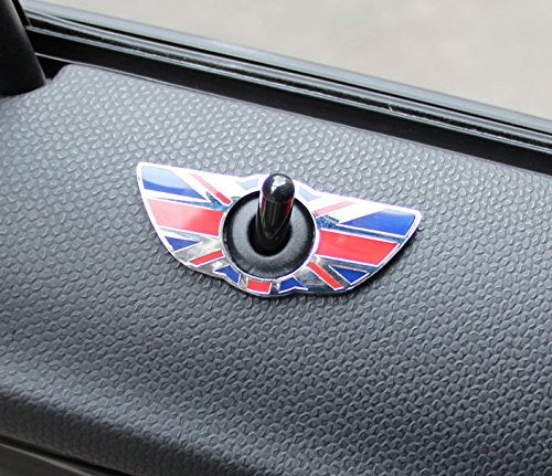 Red Union Jack Style Wing Emblem Rings For MINI Countryman Paceman Door Locks