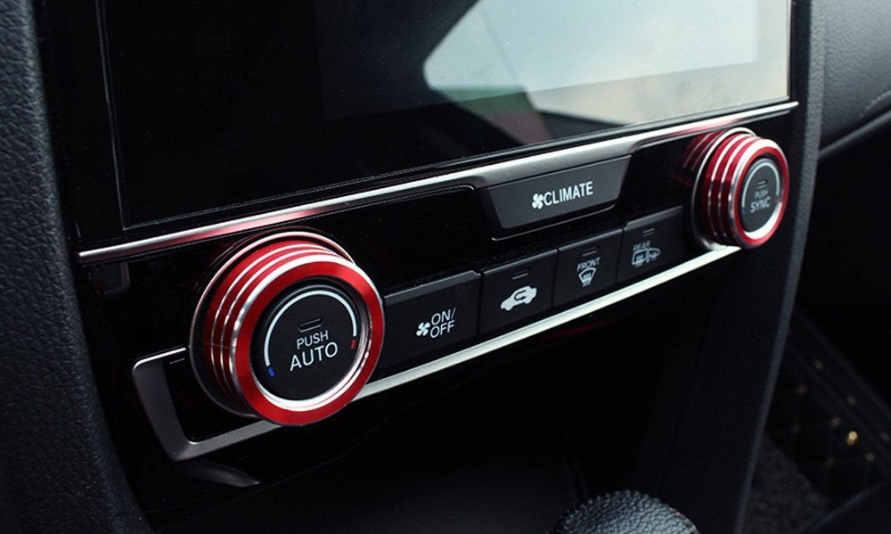 Red Anodized Aluminum AC Climate Control Ring Knob Covers For 16-21 Ho ...