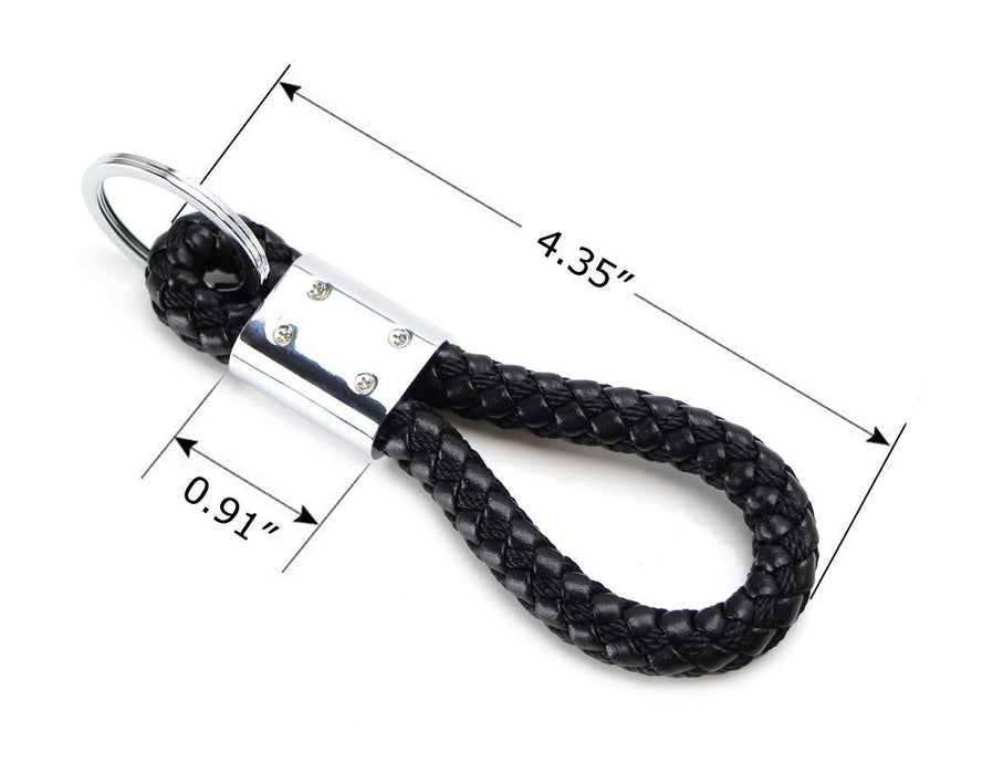 Car Key Loop String (1) Black Braided Leather Strap Keychain Ring For Car Key, Key Fob ...