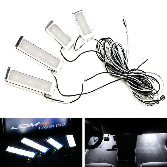 4pc Universal Fit White LED Interior Ambient Lighting Kit For Under  Dashboard —
